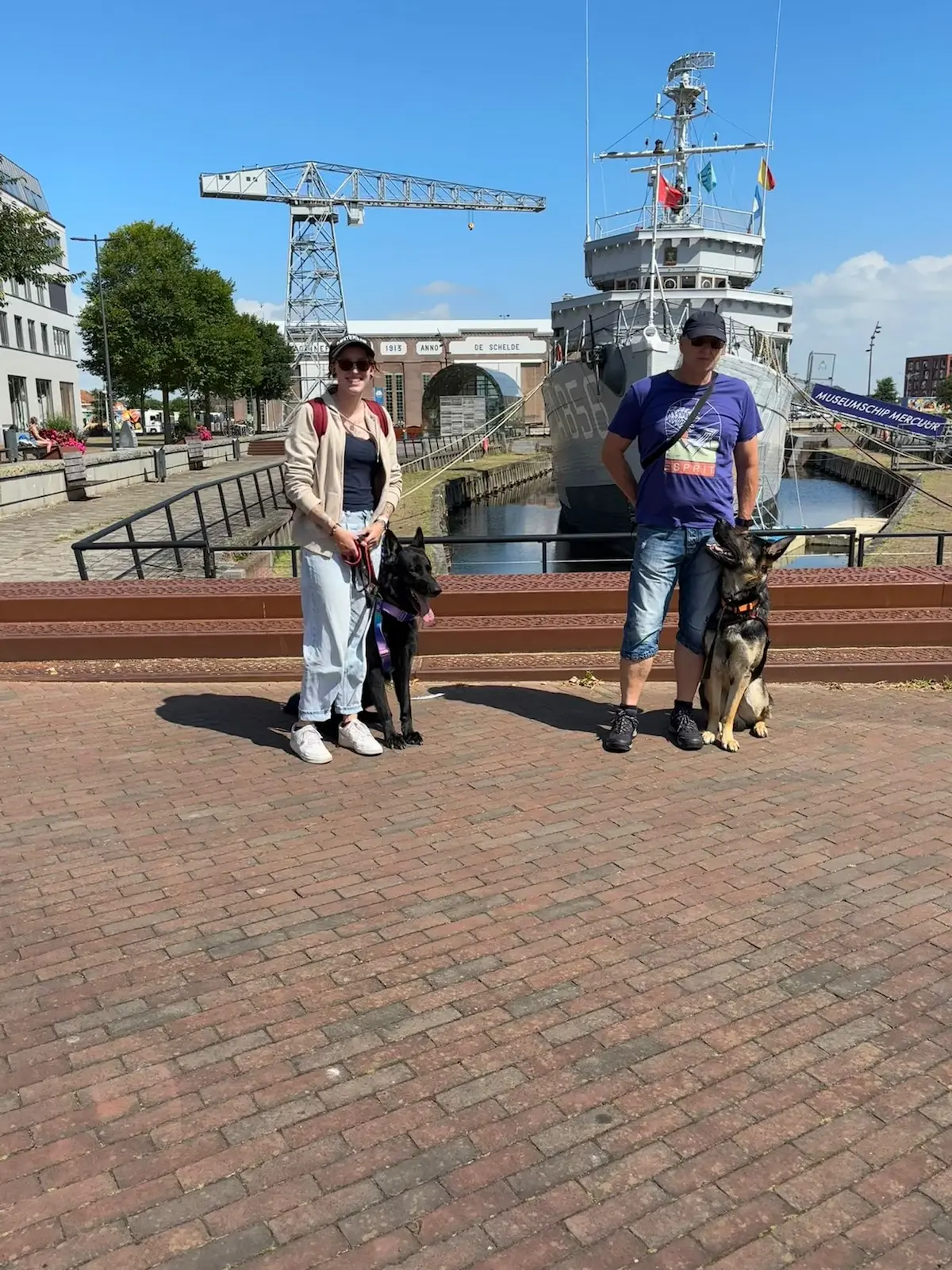 Zwei Hundeführer mit ihren Hunden bei einem Training in den Niederlanden