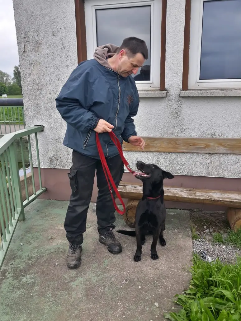 Thorsten Lapsit mit der Tierschutzhündin Puma